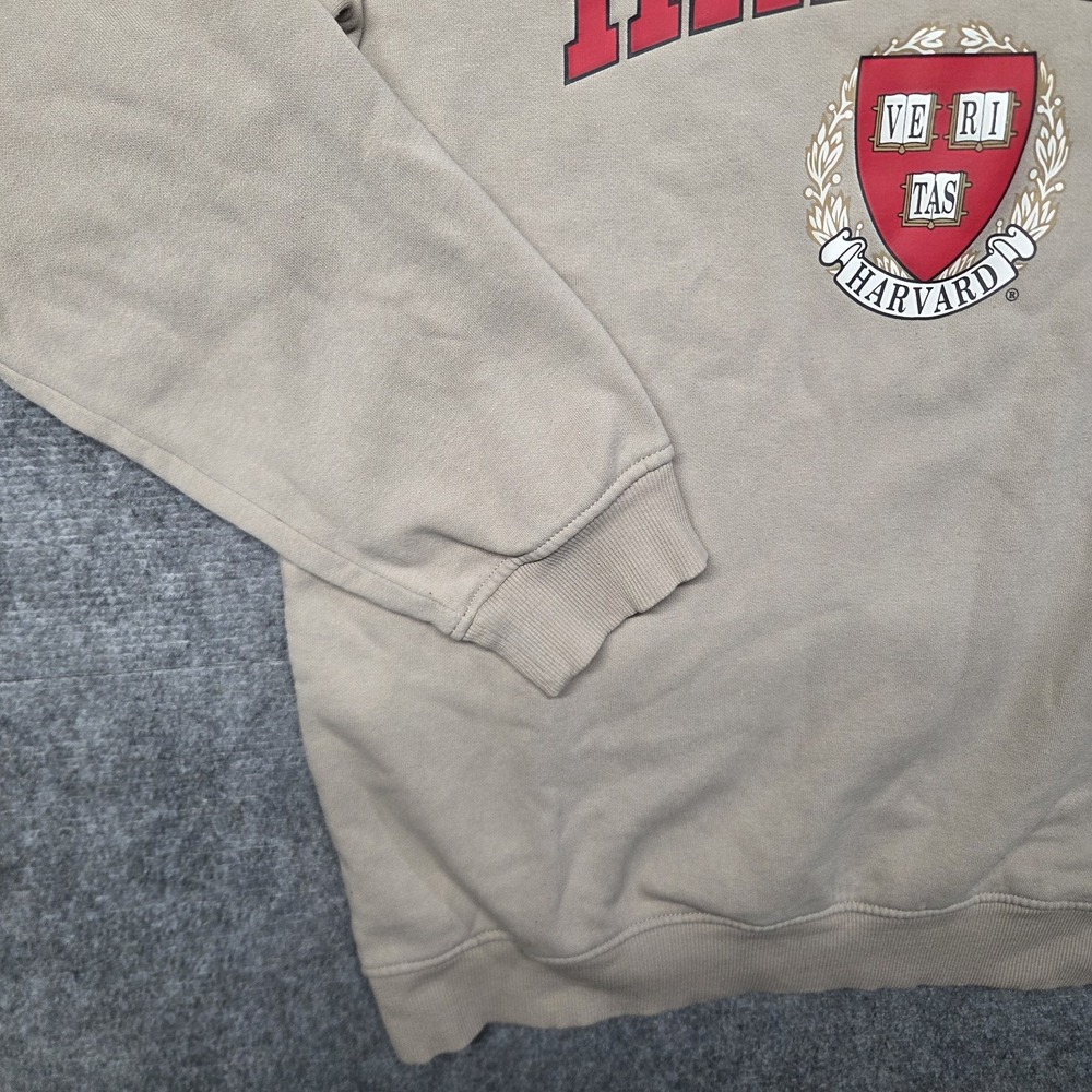 Harvard Sweatshirt Mens Small Beige H&M Regular Fit Crewneck Fleece Pullover - Picture 5 of 15